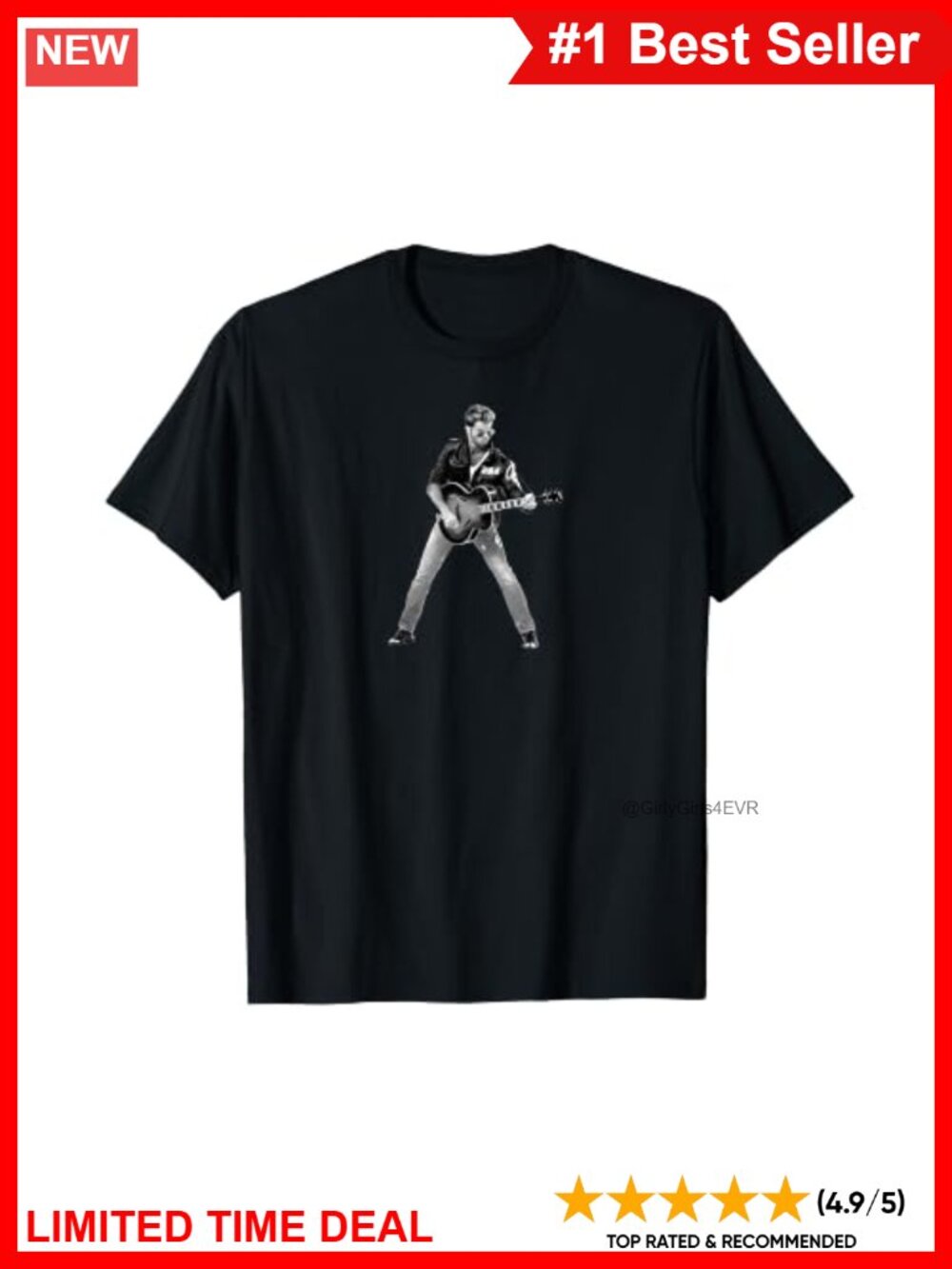George Michael Faith Guitar Graphic T-Shirt Crew Neck Short Sleeve Tee